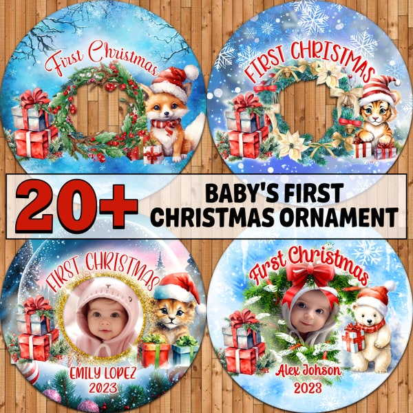 20+ Baby's First Christmas ornament Bundle PNG Sublimation Design, Transparent Background, Designs Digital Download
