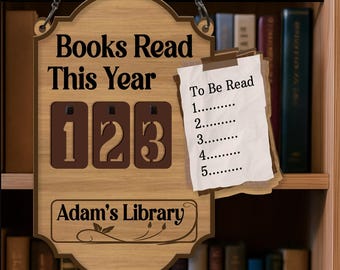 Personalized Books Read Tracker, Books Read This Year Counter,Book Tracker, Bookshelf Decor, Book End, Reader Gift, Book Lover, Bookish Gift