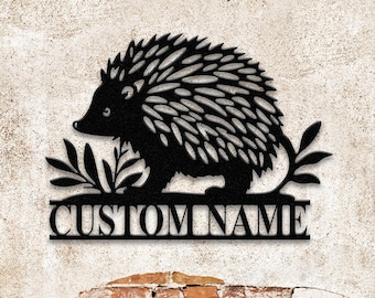 Personalized Hedgehog Monogram Metal Sign with LED Lights – Custom Hedgehog Name Sign – Hedgehog Lover Wall Art & Home Decor