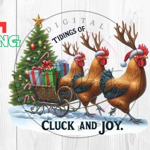 Tidings of Cluck and Joy, Christmas chickens png, Funny Christmas, chicken lovers gift, chicken png, chickens lover mom, Christmas reindeer