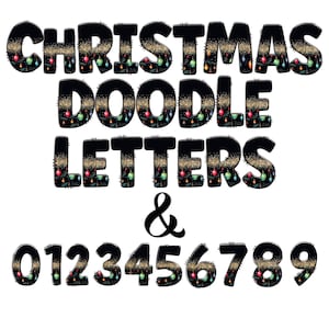 Lettres alpha| Lettres doodle guirlandes lumineuses 2 tons | Pack Alpha enregistré individuellement | Alphabet groovy entièrement majuscule et chiffres