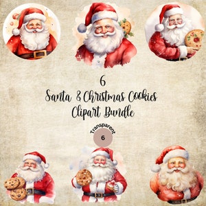 ClipArt acquerello di Babbo Natale di Natale, Clipart vintage di Babbo Natale, grafica natalizia, artigianato con la carta, diario spazzatura, scrapbooking