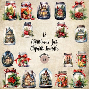 Christmas Magic Jars clip art bundle| Winter clipart| Whimsical Christmas Jar Clipart| Festive decor for Commercial Use