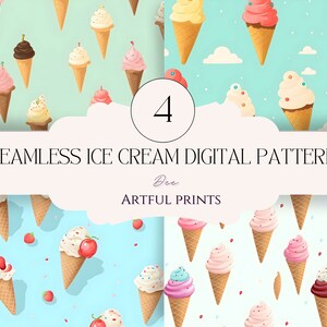 SEAMLESS Ice-cream digital pattern| Digital download| For fabric sublimation, birthday cards, invitation and more!