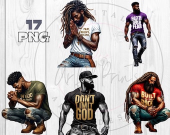 Praying Black MEN, Men Affirmations, Inclusive Christian Clipart, Christian men png, Praying png, Uplifting Black Men png, Man of God png