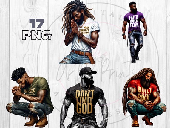 Praying Black MEN, Men Affirmations, Inclusive Christian Clipart, Christian men png, Praying png, Uplifting Black Men png, Man of God png