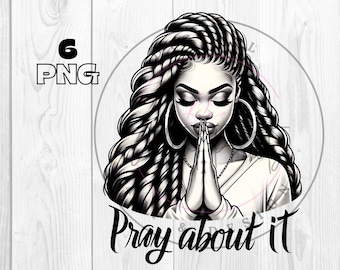 Black Praying Woman PNG, Prayer, Christian, Spiritual, Religious, Black & White Line Art, Junk Journal, Clipart Bundle, Paper Craft