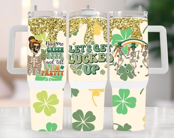 St. Patricks Frieden, Liebe Pattys Day 40 Unzen Becher | 40 Unzen Löscher Becher | St. Patrick's Day Glitzer | Glücksgeschenk | Irish Day 40oz Becher Png