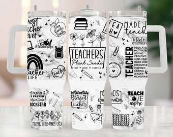 Lärare planterar frön som växer för evigt 40oz Quencher Tumbler Wrap Png, lärare blommig tumbler wrap, lärare vildblommor sublimeringsdesigner