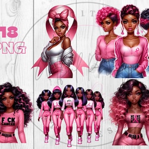 Femme noire sensibilisation au cancer du sein png, clipart cancer, survivant du cancer, art, nous portons du rose, soutien PNG contre le cancer, travaux manuels en papier