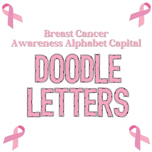 Butterfly Breast Cancer Awareness Alphabet Letters PNG Files | Alpha Doodle letters| Individually saved Alpha pack| Uppercase Letters