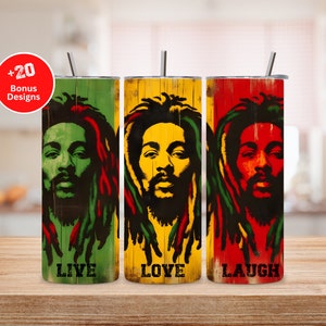Rasta 20oz skinny tumbler wrap, Live love laugh png, dreadlocs tumbler, rasta colors tumbler sublimation file