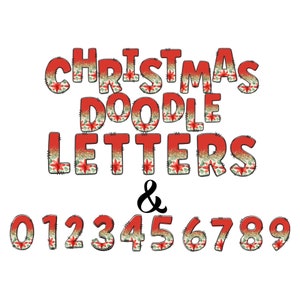 Alpha letters| 2tone Vintage Christmas floral doodle letters| Individually saved Alpha pack| Entire groovy Alphabet Uppercase & numbers