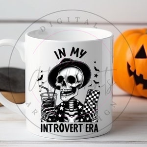 In My Introvert Era Skeleton Halloween Png, Fall Edgy Png, Checkered Spooky Halloween Png, Funny Boo Png, Spooky Vibes for sublimation