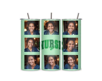 Spersonalizowane Dodaj własne zdjęcie Dzień Świętego Patryka Pielęgniarka Tumbler Png| 20oz Skinny Tumbler Png| Pielęgniarka Tumbler Png| Projekt kolażu zdjęć