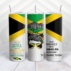 Funny Jamaican 20oz Skinny Tumbler wrap| Jamaica tumbler wrap| Jamaica flag | Caribbean tumbler wrap digital download| Ackee & Saltfish