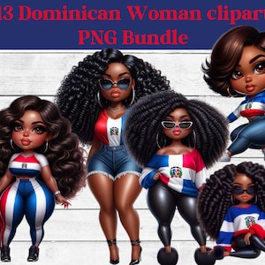 Paquete de imágenes prediseñadas de niña de República Dominicana, mujer dominicana, imágenes prediseñadas, mujer negra, artesanías de papel de diario basura, chica isleña, chica caribeña