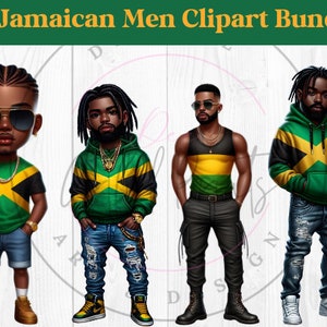 Paquete de imágenes prediseñadas de hombres de Jamaica, hombre de Jamaica, bandera del Caribe, hombre negro, manualidades de papel de diario basura, hombres de la isla, bandera de Jamaica, hombres negros