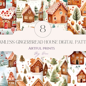 SEAMLESS Gingerbread House Digital Papers| Christmas cookie Papers| Scrapbooking Paper| Christmas wrapping paper sublimation & much more