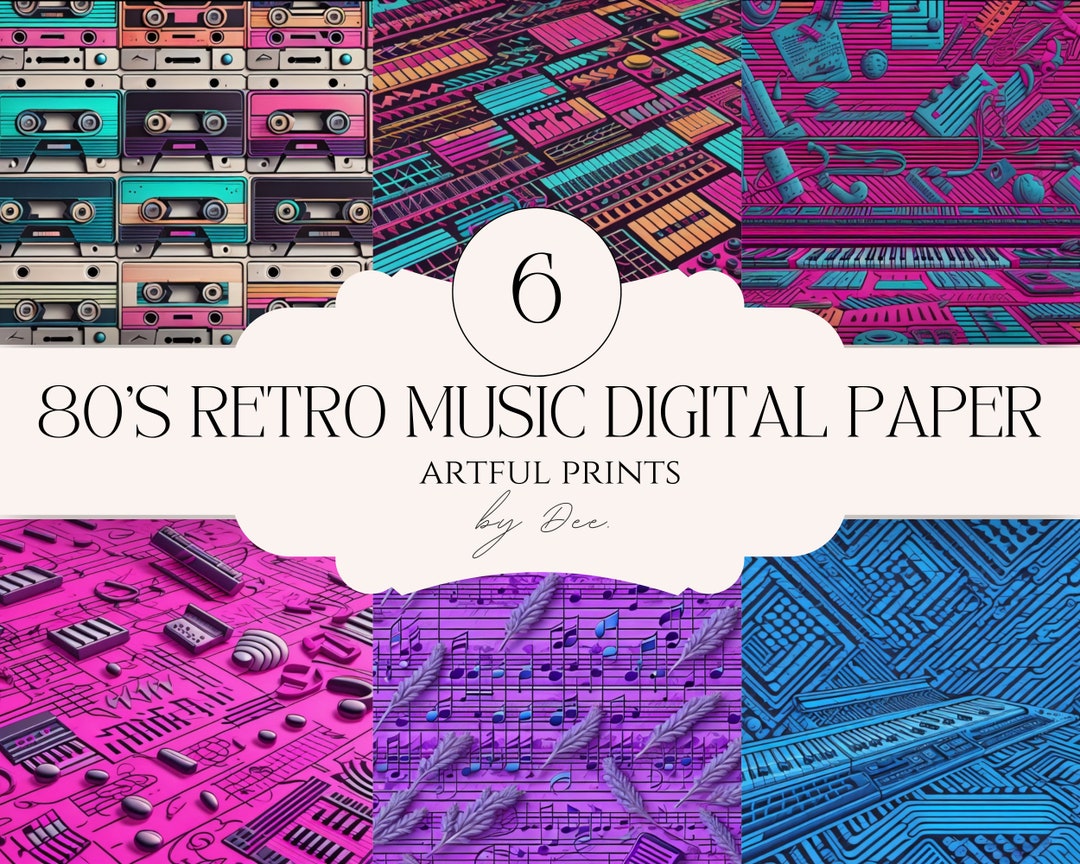 Song Paper Pattern 80's Retro Music Digital Paper| Retro Digital Pattern| Music Pattern ...