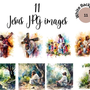 Aquarela Jesus JGPs, Jesus com crianças, Jesus carregando a cruz, Jesus orando no jardim do Getsêmani, clipart cristão