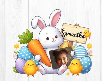 EDITABLE Easter Picture and Name Holder PNG, Easter Tote Bag, Infant Bodysuit, mug, Custom, Add your own name and text Sublimation Designs