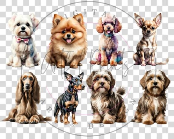 48 Watercolor Dogs Bundle Cliparts Sublimation, Dog Breeds PNG File ...