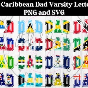 Caribbean Dad Varsity Svg Png, West Indian Dad Varsity Curved Svg, Varsity Letters, Font Svg, Jamaica, Barbados, Guyana, San Vicente