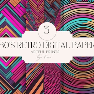 80&#39;s Retro digital paper| Retro digital pattern| 80&#39;s Neon Digital Paper| Digital downloads