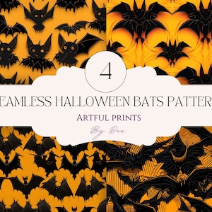 SEAMLESS Watercolor Weird Halloween Bats digital Pattern