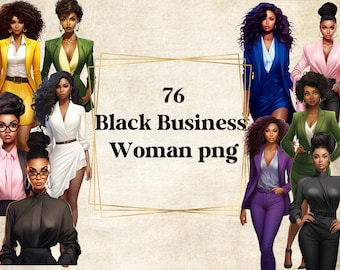Paquete de imágenes prediseñadas de acuarela de mujer de negocios, imágenes prediseñadas de chica jefa, jefa PNG, imágenes prediseñadas de chica negra, manualidades de papel, manualidades de papel de diario basura,