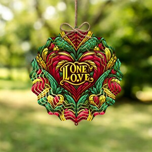 One Love Wind Spinner Sublimationsdesign-Vorlage, 10-Zoll-runde hängende Sublimationsdesigns WindSpinner PNG, Rasta Geschenk, Irie