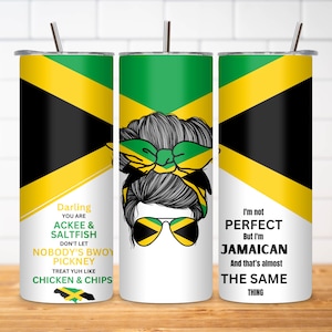 Funny Jamaican 20oz Skinny Tumbler wrap| Jamaica tumbler wrap| Jamaica flag | Caribbean tumbler wrap digital download| Ackee & Saltfish 2