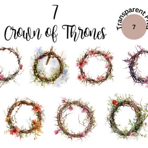 Acuarela Corona de Espinas clipart, png cristiano, corona floral, png religioso, clipart de Pascua