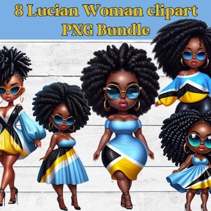 Saint Lucia Girl clipart bundel, Lucian vrouw, clipart, Zwarte vrouw, Junk Journal Paper Crafts, Eiland meisje, Caribisch meisje