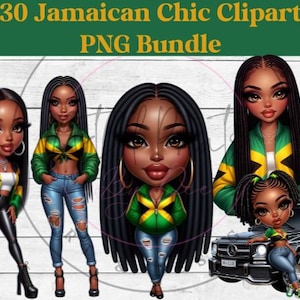 Paquete de imágenes prediseñadas de chica jamaicana, mujer jamaicana, clip art de chica de moda, mujer negra, artesanías de papel de diario basura, chica isleña, chica caribeña