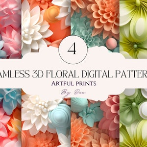SEAMLESS 3D Floral pattern for sublimation and much more| 3D Flowers| digital download| Commercial use