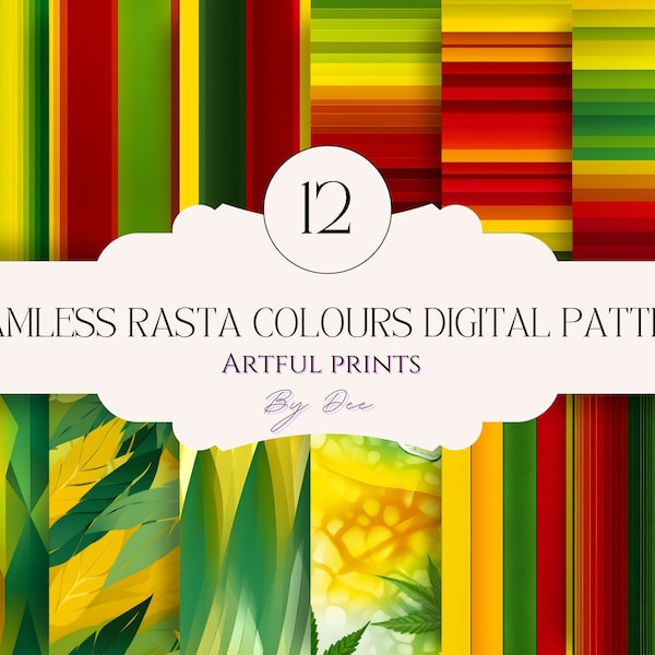 Modèles numériques de couleurs Rasta sans couture| Motifs numériques glace, or et vert ! papier numérique| Pour la sublimation et bien plus encore !!