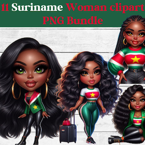 Paquete de imágenes prediseñadas de Surinam Girl, mujer de Surinam, imágenes prediseñadas, mujer negra, artesanías de papel de diario basura, chica isleña, chica caribeña