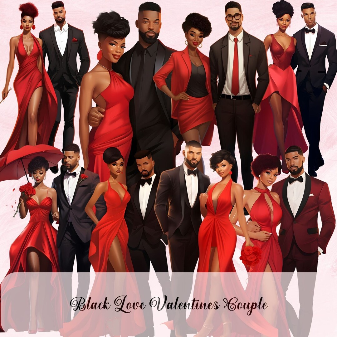 8 Valentines Black Couple Clipart| African American Couple in Love ...