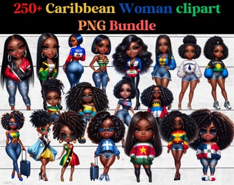 Caribbean Girl clipart bundle, Caribbean woman, Fashion girl clip art, Black woman,  Junk Journal Paper Crafts, Island girl, Caribbean girl