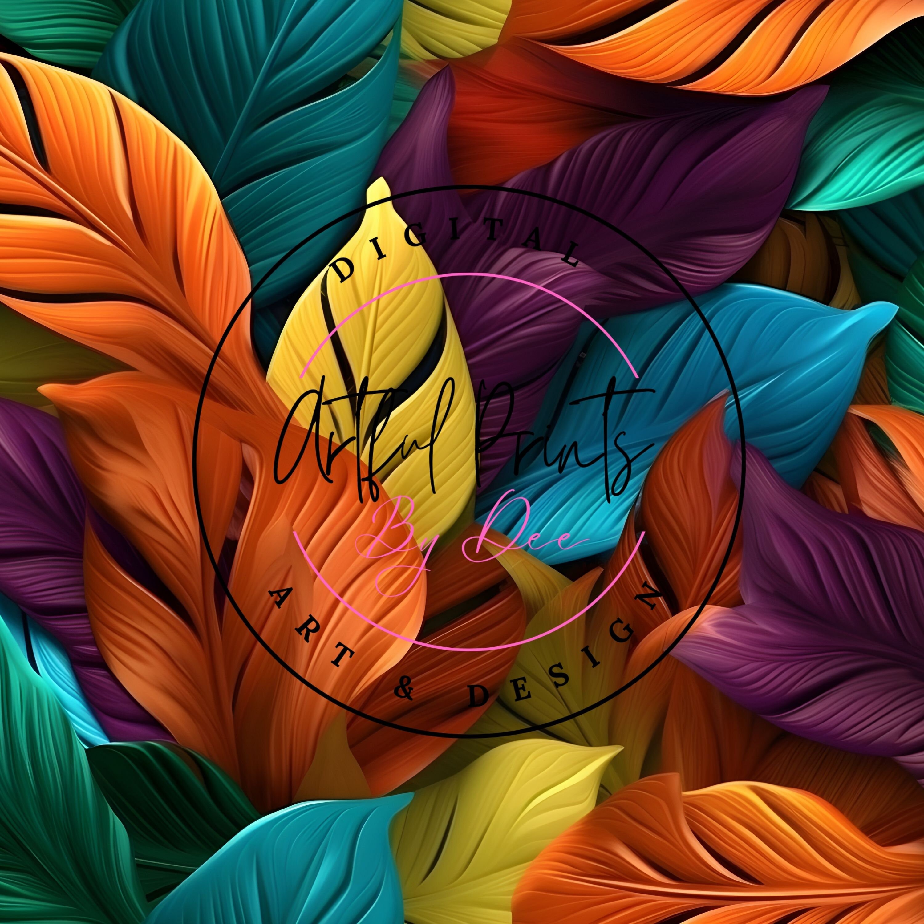SEAMLESS 3D Colorful Leaves Pattern Sublimation Files - Etsy