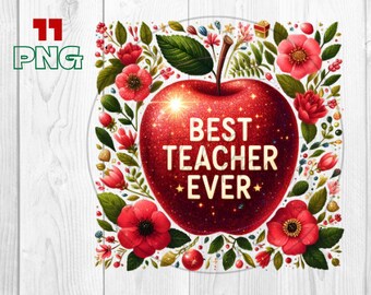 Floral Best Teacher Ever Apple, Back to School - Teacher Appreciation Gift Craft - Cute Inspired staff, Thank You Teacher