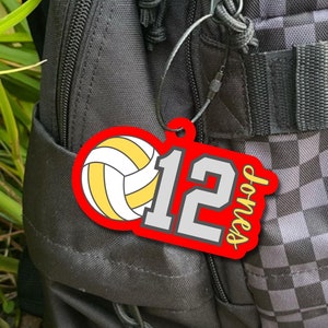 Custom Volleyball Bag Tag, Personalized Jersey Number Volleyball Keychain, 3D Acrylic Sports Luggage Name Tag, Senior Volleyball Gift