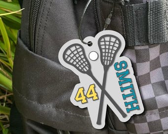 Lacrosse Bag Name Tag, Personalized Sports Keychain, Luggage Bag Tag, Sports Tag, Team Gift, Custom Lacrosse Gift, 3D Acrylic Jersey Number