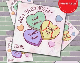 Softball Valentines, Kids Softball Valentine Cards, Printable As-is Instant Download Valentines