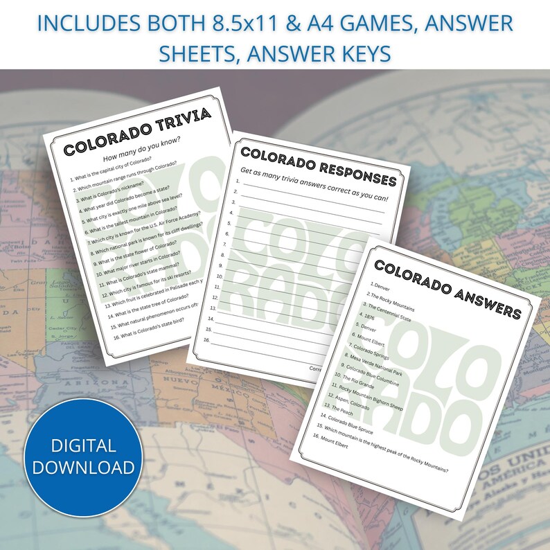 Colorado State Trivia Game Printable, Fun Colorado Facts Quiz for ...