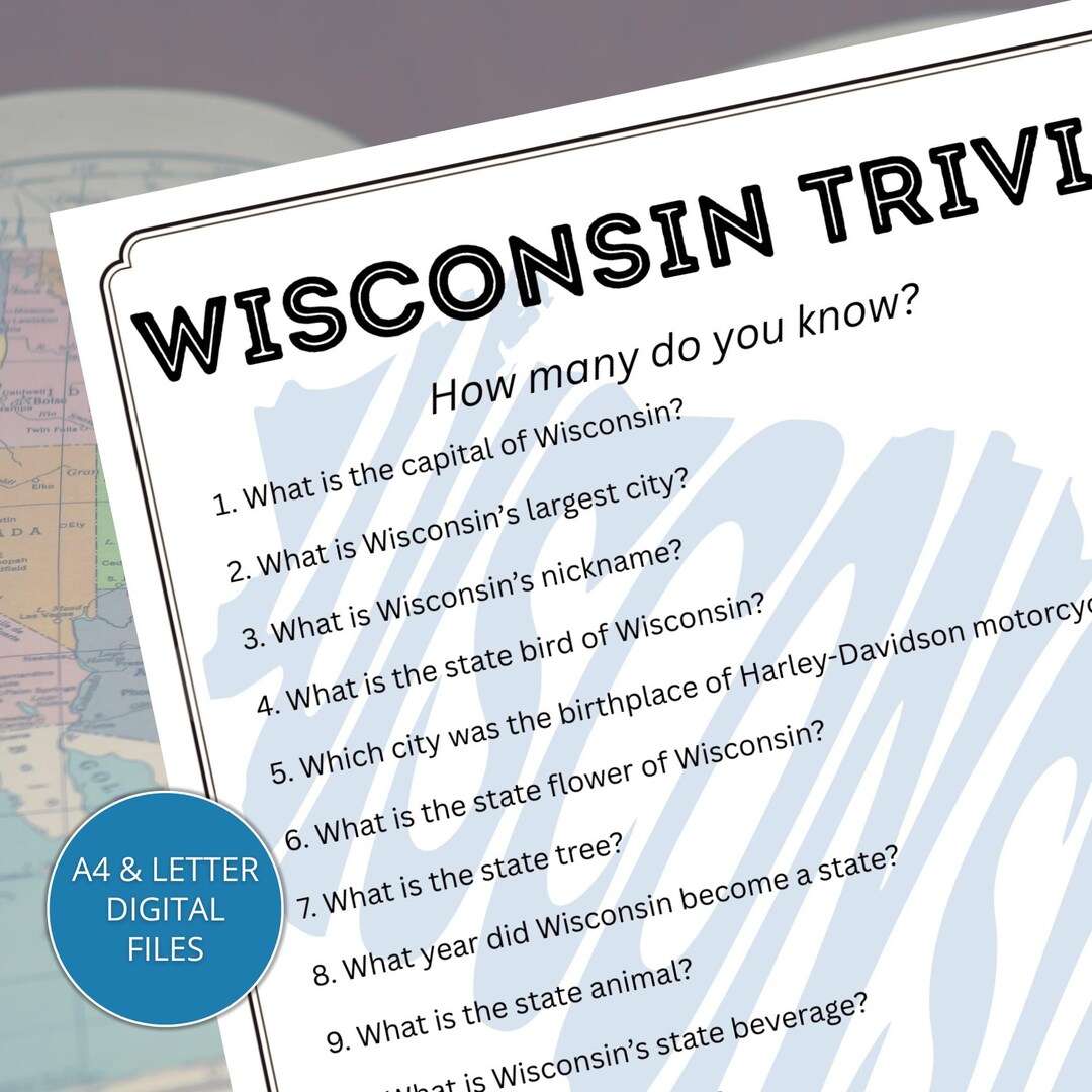 Wisconsin State Trivia Game Printable, Fun Wisconsin Facts Quiz for ...