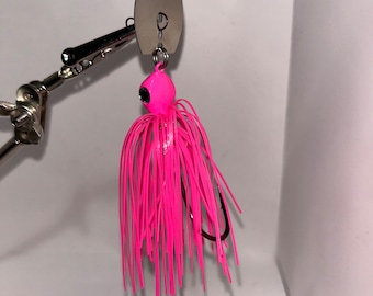 Adam's Baits Custom Hot Pink Bladed Jig. Perfect for Spring and