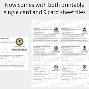 Printable ADA Service Dog Rights Information Card - Etsy